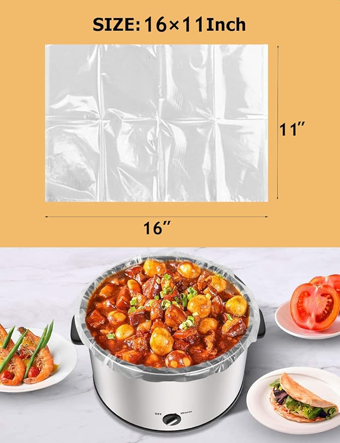 32 Counts Slow Cooker Liners Small Size(11 x 16 Inch) Kitchen Disposable Cooking Bags Fits 1 to 3 Quarts Safe for Oval or Round Pot -2Pack