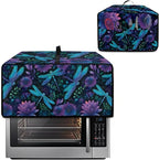 Dragonfly Lotus Print Toaster Oven Cover Compatible with Most Toaster Ovens, Heavy Duty Dust-proof Microwave Oven Cover for Kitchen Counter, Purple (Large-18.5 * 22.5 * 12.99 inches)