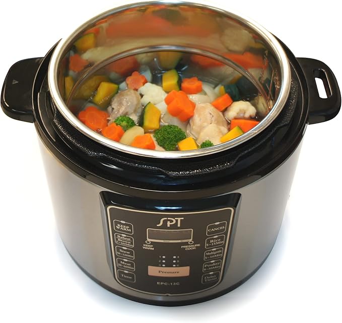 EPC-13CA: 6.5-Quart Stainless Steel Electric Pressure Cooker with Quick Release Button