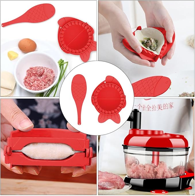 Dumpling Maker Mold Set with Spoons 4pcs Plastic Dumpling Press Molds Kitchen Tool for Cooking and Baking