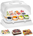 VGOODALL Cake Carrier, 12 Capacity Large Cupcake Holder, 3-in-1 Rectangular Cake Containers for Pies Muffin Candies Fruits Snacks, Dessert Storage Box for Parties, Picnics, Baking(14×10.8×5)