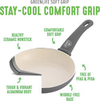 GreenLife Soft Grip 1QT and 2QT Saucepan Set, Healthy Ceramic Nonstick, Non Toxic PFAS & PFOA-Free, Dishwasher Safe, Glass Lids, Stay-Cool Handles, Easy Clean Cookware, Kitchen Essentials, Gray
