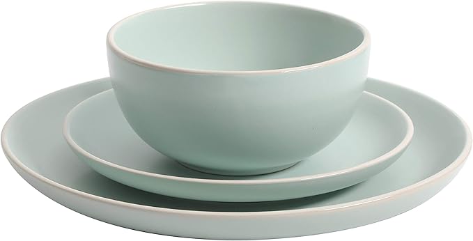 Gibson Home Rockaway Dinnerware, Teal Matte, Service for 4 (12pcs)