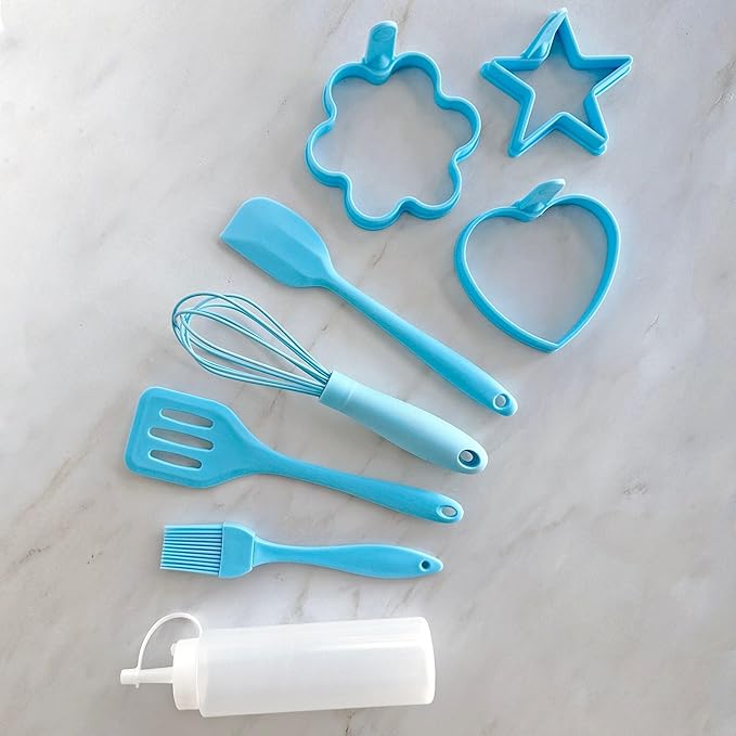 R&M Junior Pancake Kit, Includes 5 Piece Tool Set, and 3 Silicone Shapes, Daisy, Star and Heart