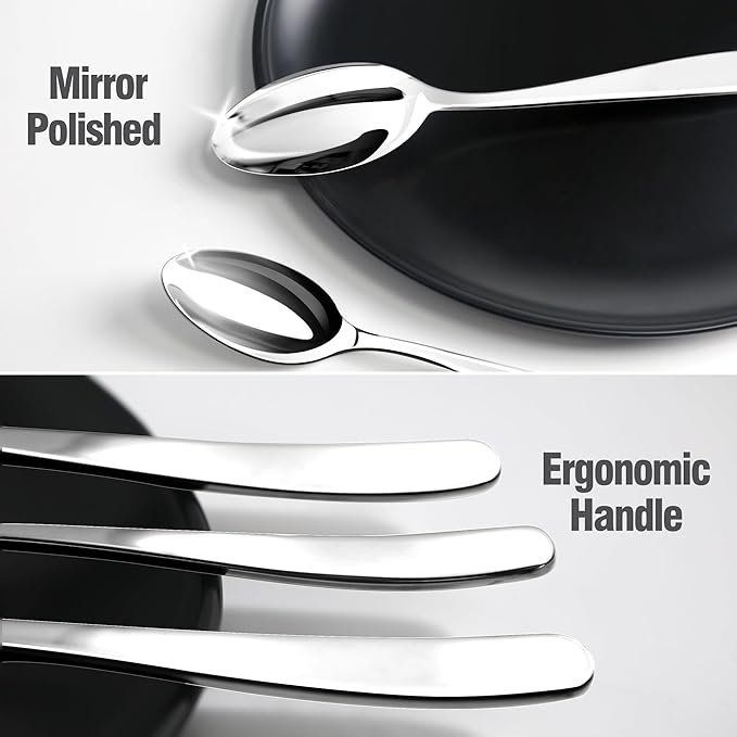 Silverware Set for 6, 30 Piece 18/10 Stainless Steel Flatware Utensils Cutlery Set, Mirror Polished knives Forks and Spoons Silverware Sets,Dishwasher Safe for Dinner Home Kitchen,Wedding Party