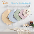 GUANCI Silicone Lids for Bowl 8 Pack, Microwave Splatter Cover with 6 Sizes Reusable Heat Resistant Lids Fits Cups, Bowls, Plates, Pots, Pans, Skillets, Stove Top, Oven, Fridge Dishwasher Safe