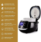 Yum Asia Sakura Rice Cooker with Ceramic Bowl and Advanced Fuzzy Logic (8 Cup, 1.5 Litre) 6 Rice Cook Functions, 6 Multicook Functions, Motouch LED Display, 120V Power (Black and Silver)