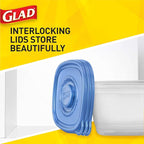 Glad GladWare Entree Food Storage Containers with Lids, Medium Square No BPA Plastic for Meal Prep and Lunches, Lock Tight Seal, Microwave and Dishwasher Safe, 25 Oz, 5 Count - 6 Pack