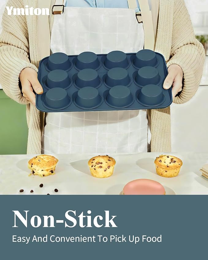 Ceramic Nonstick Baking Pans Set, Non Toxic 30 PCS Stackable Bakeware Sets, 550°F Oven Safe Baking Sheet & Pans, Warp-Free, Dishwasher Safe, PTFE/PFOA/PFOS-Free (Blue)