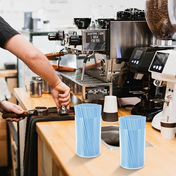 500 Pcs Light Blue Coffee Stir Sticks Set 5x0.12 inch Cocktail Straws Acrylic Stir Stick Holder Baby Blue Straws Disposable Drink Stirrers for Coffee Bar Tea Party Supplies Home
