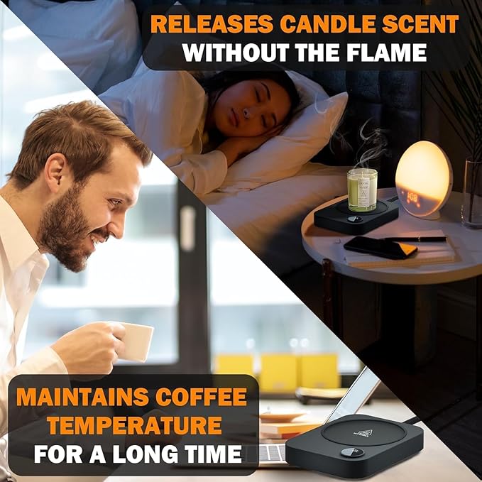 Coffee Mug Warmer, Coffee Warmer for Desk with Auto Shut Off & 3 Temperature Settings, Smart Coffee Cup Warmer for Desk, Candle Warmer for Tea, Milk, Coffee, Wax and Candle, Balck
