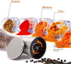 Salt and Pepper Grinder Tall Size - Black Pepper,Herb Shakers Mill Refillable Manual - Stainless Steel Lid - Adjustable Coarseness - Glass Material- Fits in Home,Kitchen,Barbecue