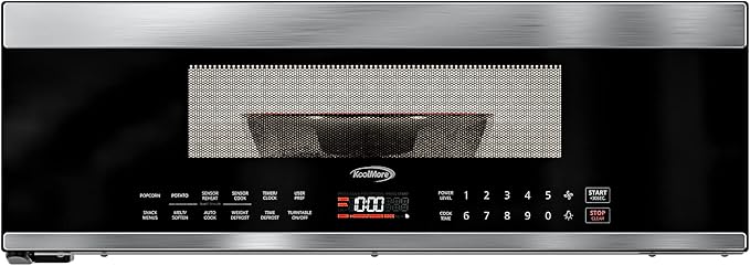 KoolMore 30 Inch Over-The-Range Low Profile Microwave, 1.2 Cu. Ft. Built-in, 10 Power Levels, 13.5” Glass Turntable, 1000-Watt Power, Advanced Air Vent, and Heat Circulation (KM-MLPOT-1SS)