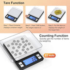 BOMATA 0.01g/1kg Upgraded Small Digital Scale, USB Rechargeable, with Larger Display and Hold,Tare Function, 9 Units, High Precision Digital Scale Grams and oz for Small Item, Kitchen…
