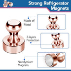 LOVIMAG Fridge Magnets 18Pcs Refrigerator Whiteboard Small Strong Magnet Classroom Kitchen Accessories Decorative Locker Set Decor Must Haves Office Calendar Refrigerador Magnetic Cute Rose Gold