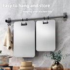 100% Pure Titanium Cutting Board Set of 2, Food-Grade Titanium Cutting Boards for Kitchen Dishwasher Safe, Double-Sided Metal Charcuterie Chopping Board Mat for Meat, Cheese & Fruit (L+XL)
