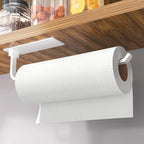Paper Towel Holder - Self-Adhesive or Drilling, White, Upgraded Aluminum Kitchen Roll Dispenser Under Cabinet, Lighter but Stronger Than Stainless Steel!