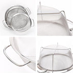 AJIODA Stainless Steel Mesh Colander Strainer Basket, 3 Quart Fine Mesh Net Colander with Heavy Duty Handles & Wide Rim & Resting Feet for Strain, Drain, Rinse, Fry, Steam or Cook Vegetables & Pasta