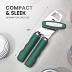Zulay Kitchen Heavy Duty Stainless Steel Can Opener Manual with Bottle Opener - Rust Proof Manual Can Opener With Turn Knob & Comfy Soft Grip Handles - Pine Green