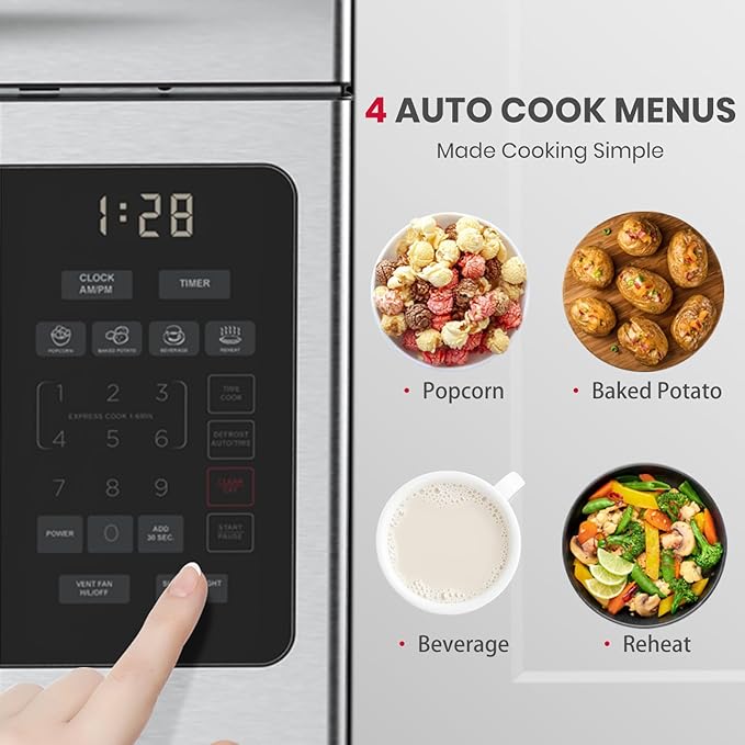 GASLAND 30 Inch Over the Range Microwave Oven, 1.7 Cu.ft Over Stove Microwave, 1000W with 10 Power Levels, Sensor Cooking, One Touch Cooking, 300 CFM, LED Lights, Stainless Steel Kitchen Microwave