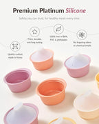 Moyuum Silicone Microwave Steamer | Made in Korea, Baby Food Maker Bowl with Lid, Egg and Vegetable Steam Cooker, Japanese Donabe Inspired Cooking Pot, Dishwasher Safe (Small, Oatmeal)