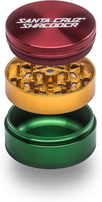 Santa Cruz Shredder Metal Herb Grinder Knurled Top for Stronger Grip 3-Piece Large 2.7" (Rasta)