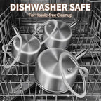 EWFEN 3 Ply Stainless Steel Saucepan with Lid, 3 Quart Multipurpose Cooking Pot, Stay-Cool Handle, Induction Oven Dishwasher Safe, 3 QT