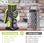 Rotary Cheese Grater with Handle Kitchen Shredder Slicer Grater Slicer Ice Shaver Cheese Vegetable Nuts Potato Zucchini Chocolate 3 Interchangeable Blades (Green TSP)