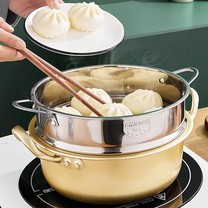 BinaryABC Stainless Steel Dumpling Steamer Basket for Pot,20cm Steamer Insert for Food Veggie Rice Noodle Roll (7.87INCH)