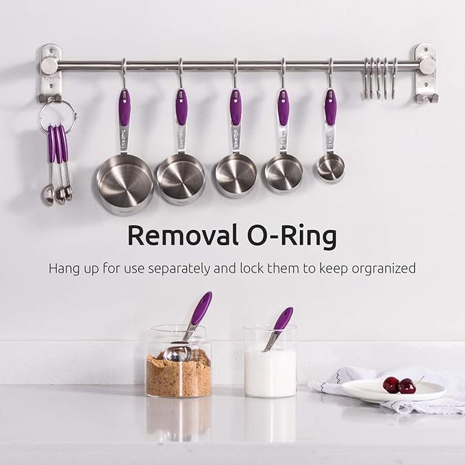 U-Taste 10 Piece Measuring Cups and Spoons Set in 18/8 Stainless Steel (Purple)