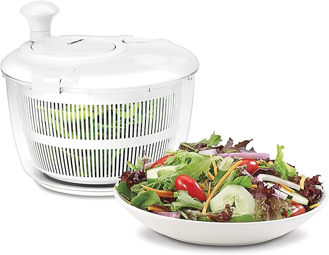 Cuisinart Large Salad Spinner- Wash, Spin & Dry Salad Greens, Fruits & Vegetables, 5qt, CTG-00-SASW White