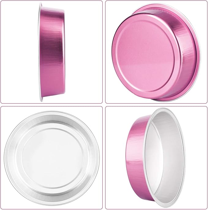 Beasea Mini Pie Pans with Lids, 4 Inch 50 Pack Disposable Aluminum Tart Pans, 8 Oz Pink, Round Oven Baking Mini Cake Pan for Pie Tart Quiche