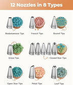 Kootek 71PCs Cake Decorating Kit, Baking Supplies Tools - Includes Cake Stand Turntable, 12 Icing Piping Tips Set, 2 Frosting Spatulas, 3 Scrapers, 50+2 Piping Bags, Coupler, Video Tutorial, Booklet