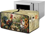 Rooster Sunflower Print Toaster Oven Dust-proof Cover Heat-Resistant Kitchen Small Appliance Air Fryer Covers Universal Washable Microwave Oven Covers (Small-14.5 * 18.46 * 9 inches)