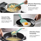 Coukre Silicone Kitchen Cooking Utensils Set with Holder – Heat-Resistant, Food-Grade Kitchen Tools, Spatula, Spoon & Gadgets for Non-Stick Pans, Dishwasher Safe (14, PureAquaGreen)