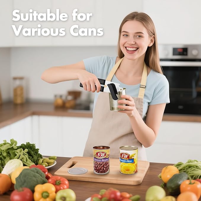 Can Opener Manual, COKORA Can Openers Hand Held with Comfort Anti-Slip Handles, Heavy Duty Stainless Steel Can Opener Smooth Edge and Bottle Openers, Easy Turn Can Openers for Seniors, Kitchen, Black