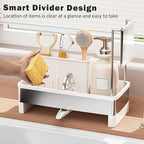 Sponge Holder for Kitchen Sink,Sink Caddy Organizer with Removable Brush Holder,Kitchen Countertop Soap Dispenser Storage with Detachable Towel Rack,White