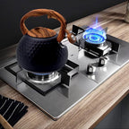 GGC Tea Kettle for Stove Top, Loud Whistling Kettle for Boiling Water Coffee or Milk, 3.1 Quart 3L Heavy Stainless Steel Black Kettle with Wood Pattern Handle, Unique Button Control Kettle Outlet