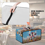 Cow Butterfly Flower Print Toaster Oven Cover, Dust-proof Heat-resistant Air Fryer Cover with Accessory Pockets, Kitchen Small Appliance Protector, (Large-18.5*22.5*12.99 inches)