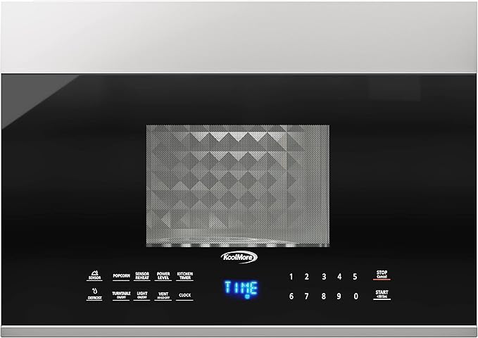 KoolMore 1.3 cu. ft. 24 inch Over The Range Stainless Steel Microwave (KM-MOT-OP1SS), 300 CFM Vent Hood Function, 1000W