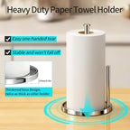 Paper Towel Holder Countertop, Standing Paper Roll Holder with Anti Slip Weighted Base, Stainless Steel Freestanding Paper Towel Holder for Kitchen, Chrome