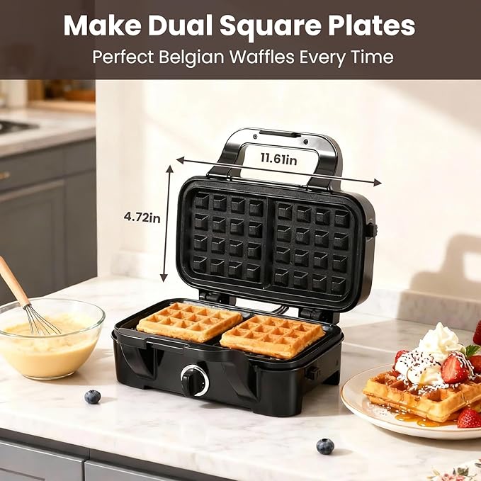 Waffle Maker with Removable Plates, 3-in-1 Sandwich maker and waffle and pancake maker, Nonstick Plates, 5-Level Browning Control & Ready Indicator Lights, Easy to Clean for Family Breakfast