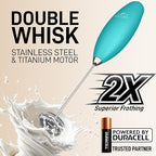 Zulay Kitchen Whisk Milk Frother with 4 Duracell Batteries - Powerful Handheld Foam Maker for Coffee, Lattes, Matcha, Hot Chocolate & Cappuccinos - Whip Creamy Froth in Seconds