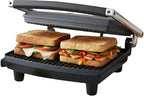 Panini Press Gourmet Grilled Cheese and Sandwich Maker - Electric Indoor Grill with Drip Tray for Healthy Cooking Options (Silver)