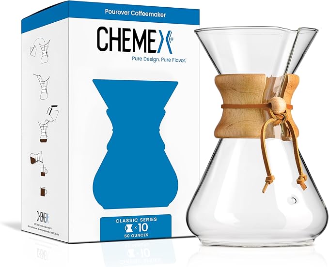 Chemex Pour-Over Glass Coffeemaker - Classic Series - 10-Cup - Exclusive Packaging
