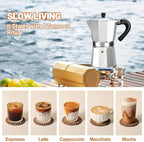 3 Cup Aluminum Espresso Stovetop Moka Pot Express Coffee Maker Percolator Italian Classic Mocha Coffee Machine for Italian and Cuban Cafe Brewing for Home & Camping 150ml 5oz