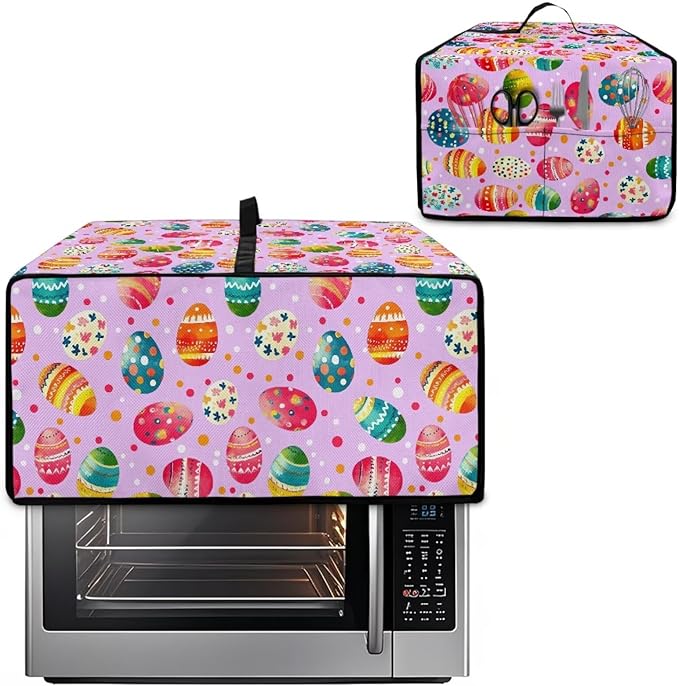 Easter Egg Polka Dot Print Toaster Oven Dust Cover for Easter Decor, Microwave Oven Cover, Stain-proof Case Fits Most Kitchen Small Appliances, (Medium-16.1*19.71*10 inches)