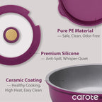 CAROTE Ceramic Pots and Pans Set, Nonstick Cookware Set Detachable Handle, 6pcs Induction Kitchen Cookware Sets Non Stick with Removable Handle, RV Cookware Set, Oven Safe, Purple