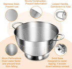 Stainless Steel Colander for Kitchen | 5 Quart Durable Rice and Pasta Strainer with Handle | Oversized Handles | Nesting Design | Rust-Resistant & Dishwasher Safe