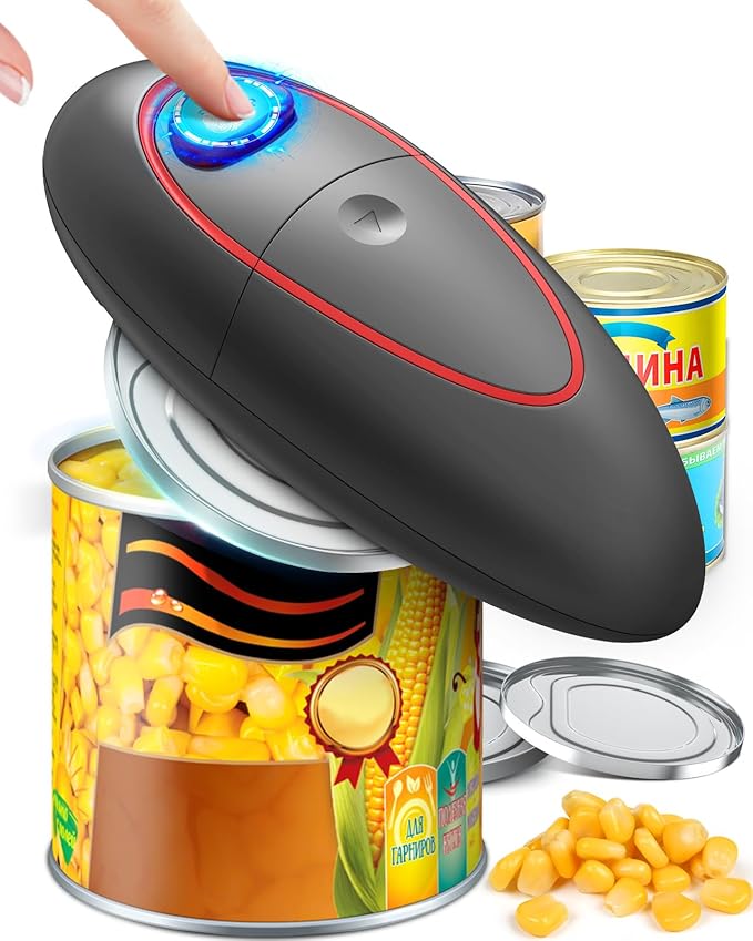 One Touch Electric Can Opener Fits Almost All Can Sizes for Seniors with Arthritis, Hand Held Battery Operated Can Opener with Smooth Edge, Food Safe Kitchen Gadgets Automatic Can Opener for Kitchen